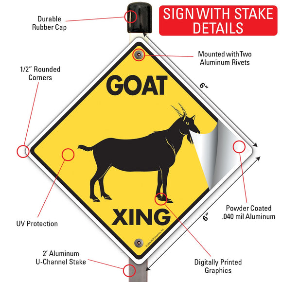 Goat Xing (Crossing) Animal Signs or Sticker