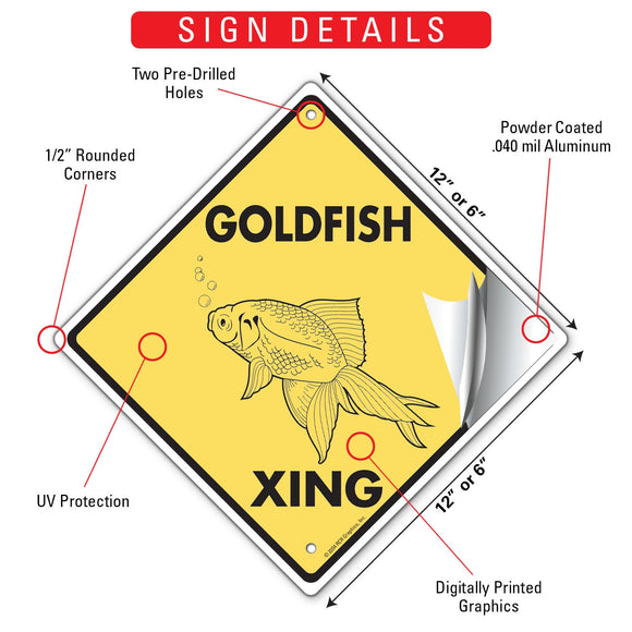 Goldfish Xing (Crossing) Animal Signs or Sticker