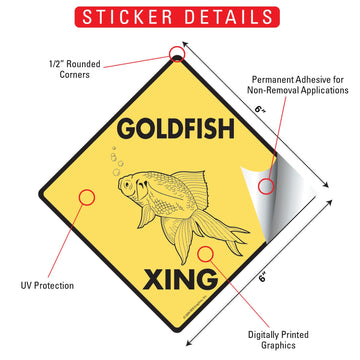Goldfish Crossing Animal Aluminum Sign or Vinyl Sticker - Weatherproof Novelty - 0