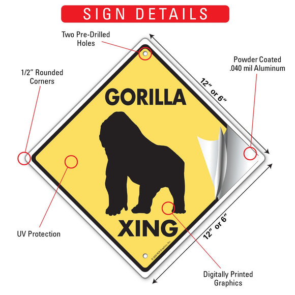 Gorilla Xing (Crossing) Animal Signs or Sticker