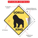 Gorilla Xing (Crossing) Animal Signs or Sticker-2
