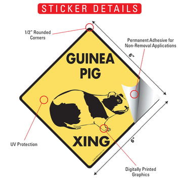 Guinea Pig Crossing Animal Aluminum Sign or Vinyl Sticker - Weatherproof Novelty - 0