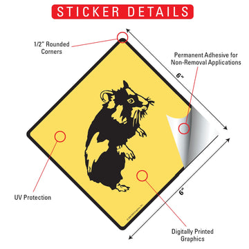 Warning Hamster Animal Aluminum Sign or Vinyl Sticker - Weatherproof Novelty - 0