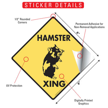 Hamster Crossing Animal Aluminum Sign or Vinyl Sticker - Weatherproof Novelty - 0