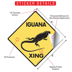 Iguana Xing (Crossing) Reptile Signs or Sticker - 0