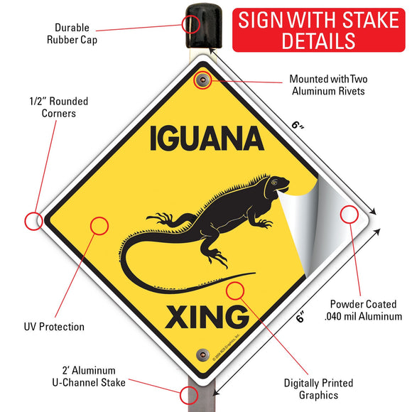 Iguana Xing (Crossing) Reptile Signs or Sticker