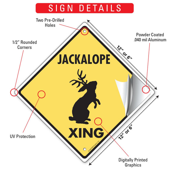 Jackalope Xing (Crossing) Animal Signs or Sticker