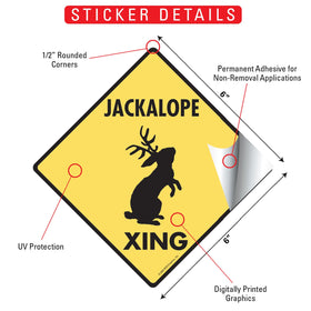Jackalope Xing (Crossing) Animal Signs or Sticker - 0