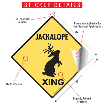 Jackalope Crossing Animal Aluminum Sign or Vinyl Sticker - Weatherproof Novelty - 0