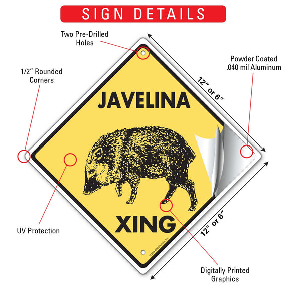 Javelina Xing (Crossing) Animal Signs or Sticker