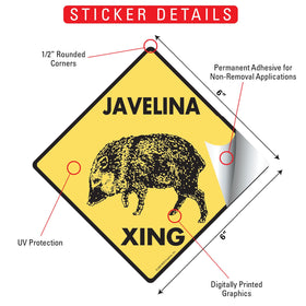 Javelina Xing (Crossing) Animal Signs or Sticker - 0