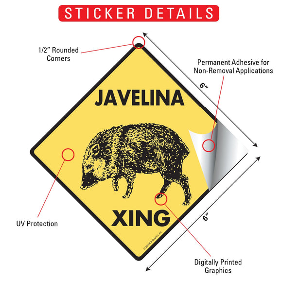 Javelina Xing (Crossing) Animal Signs or Sticker