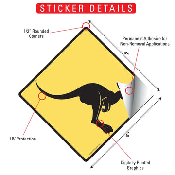 Warning Kangaroo Animal Aluminum Sign or Vinyl Sticker - Weatherproof Novelty - 0