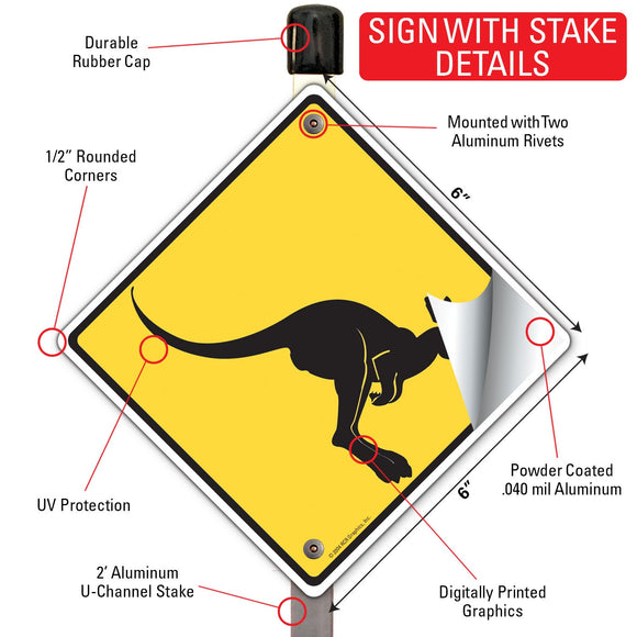 Warning! Kangaroo Animal Signs or Sticker