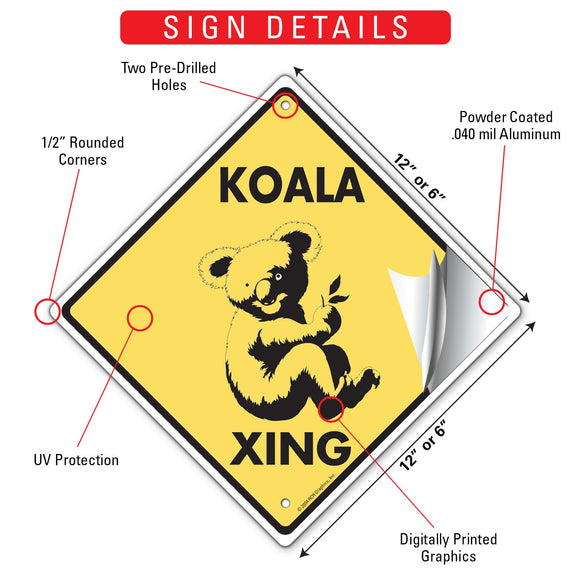 Koala Xing (Crossing) Animal Signs or Sticker