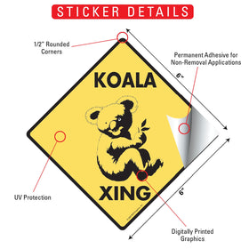 Koala Xing (Crossing) Animal Signs or Sticker - 0