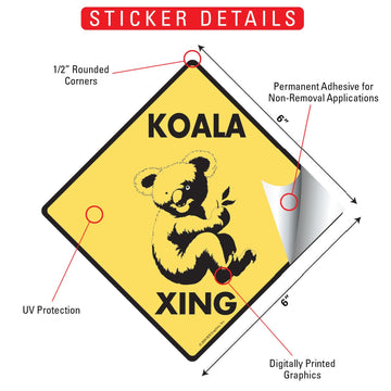 Koala Crossing Animal Aluminum Sign or Vinyl Sticker - Weatherproof Novelty - 0