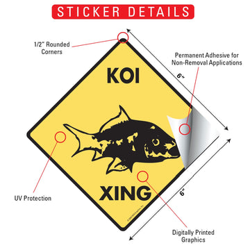 Koi Crossing Animal Aluminum Sign or Vinyl Sticker - Weatherproof Novelty - 0