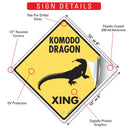 Komodo Dragon Xing (Crossing) Reptile Signs or Sticker-3