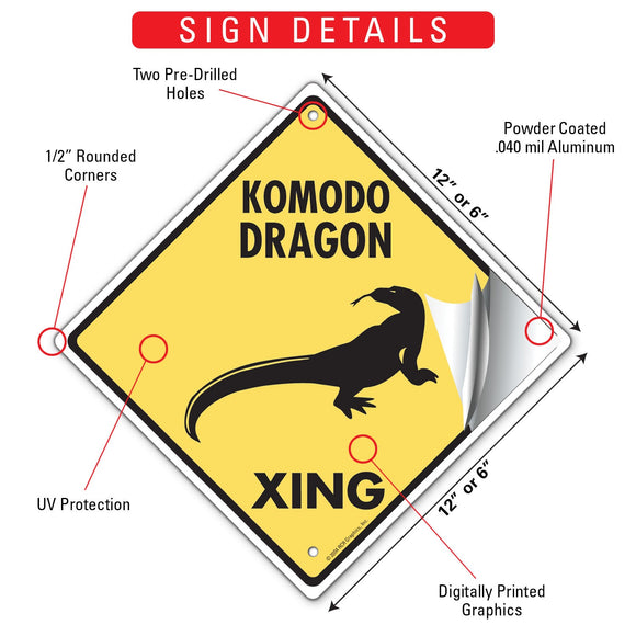 Komodo Dragon Xing (Crossing) Reptile Signs or Sticker