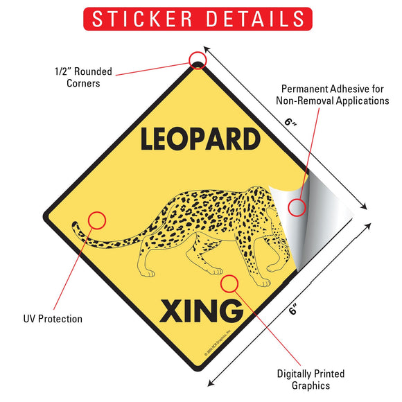Leopard Xing (Crossing) Animal Signs or Sticker