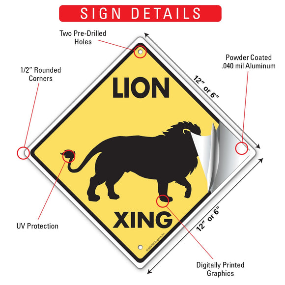 Lion Xing (Crossing) Animal Signs or Sticker