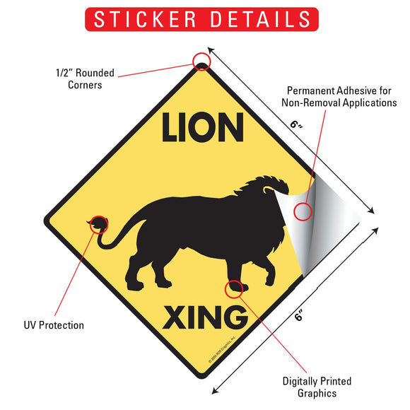 Lion Xing (Crossing) Animal Signs or Sticker