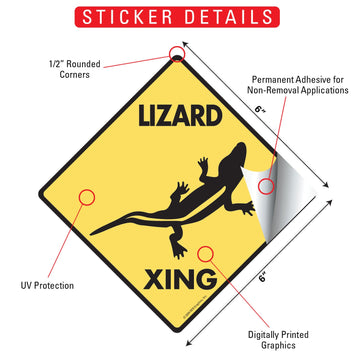 Lizard Xing (Crossing) Reptile Signs or Sticker - 0