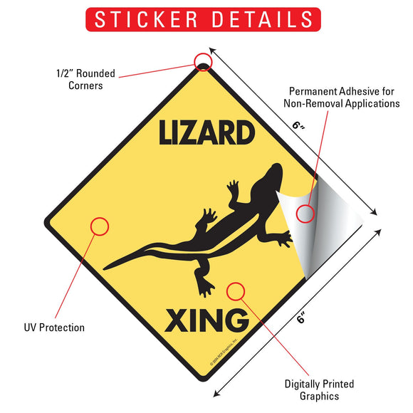 Lizard Xing (Crossing) Reptile Signs or Sticker