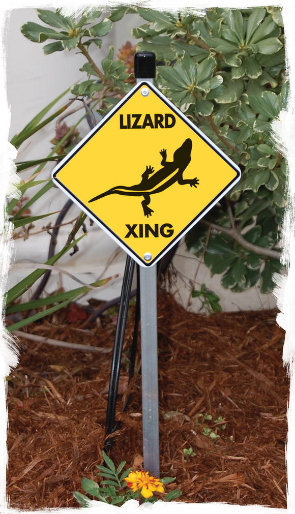 Lizard Crossing Aluminum Sign or Vinyl Sticker - Weatherproof Novelty