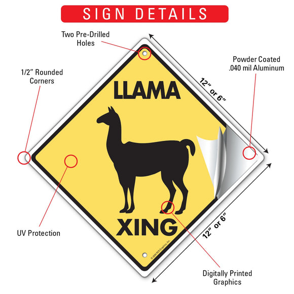 Llama Xing (Crossing) Animal Signs or Sticker