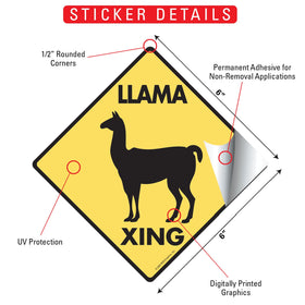 Llama Xing (Crossing) Animal Signs or Sticker - 0