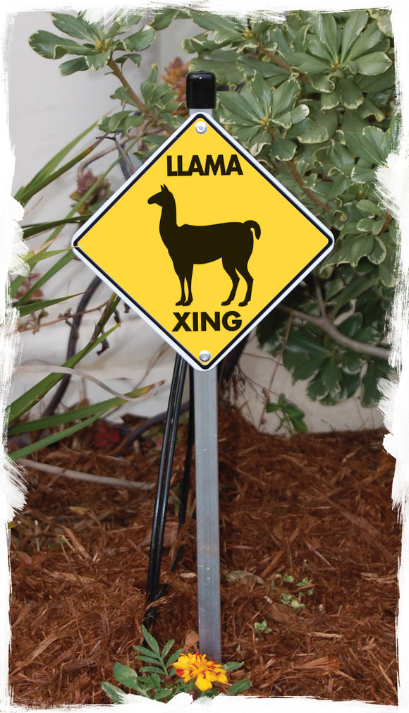 Llama Crossing Aluminum Sign or Vinyl Sticker - Weatherproof Novelty