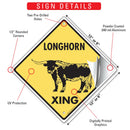Longhorn Xing (Crossing) Animal Signs or Sticker-3