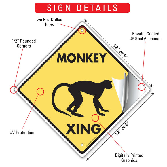 Monkey Xing (Crossing) Animal Signs or Sticker