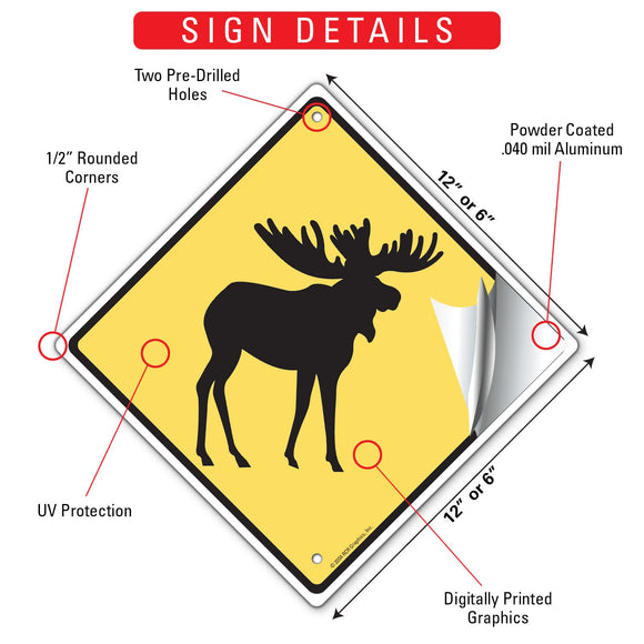 Warning! Moose Animal Signs or Sticker