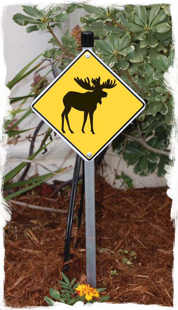 Warning Moose Animal Aluminum Sign or Vinyl Sticker - Weatherproof Novelty
