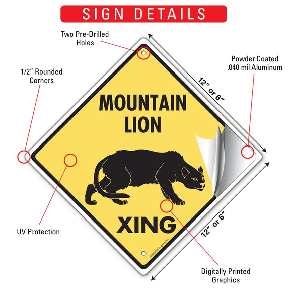Mountain Lion Xing (Crossing) Animal Signs or Sticker