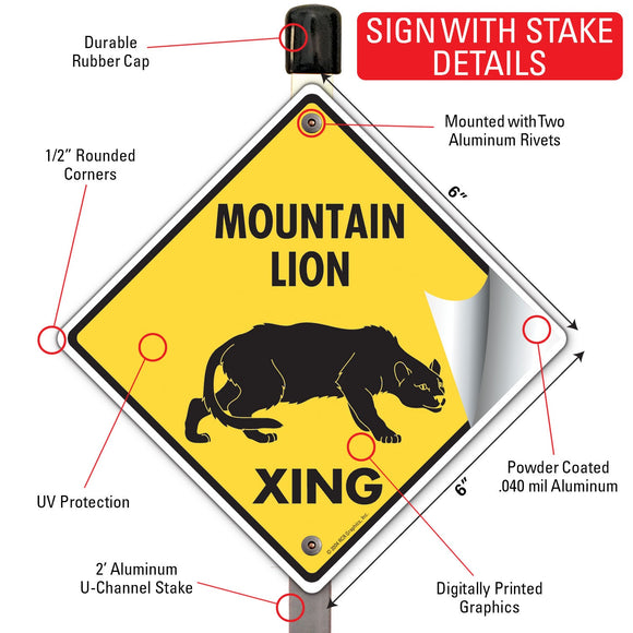 Mountain Lion Xing (Crossing) Animal Signs or Sticker