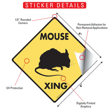 Mouse Crossing Animal Aluminum Sign or Vinyl Sticker - Weatherproof Novelty - 0