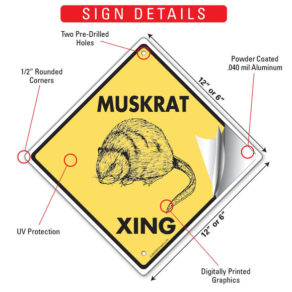 Muskrat Xing (Crossing) Animal Signs or Sticker