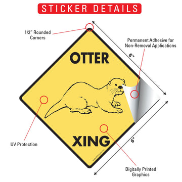 Otter Crossing Animal Aluminum Sign or Vinyl Sticker - Weatherproof Novelty - 0