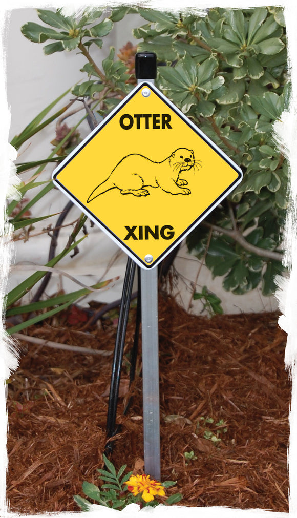 Otter Crossing Animal Aluminum Sign or Vinyl Sticker - Weatherproof Novelty