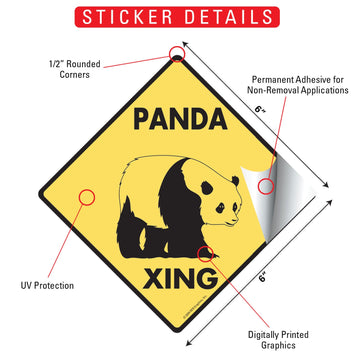 Panda Crossing Animal Aluminum Sign or Vinyl Sticker - Weatherproof Novelty - 0