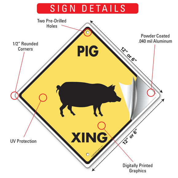 Pig Xing (Crossing) Animal Signs or Sticker