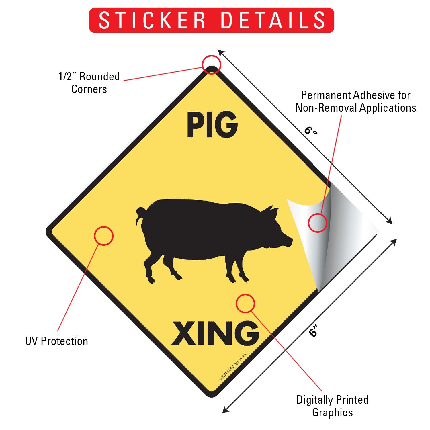 Pigページ Pig Crossing Aluminum Sign or Vinyl Sticker - Weatherproof Novelty