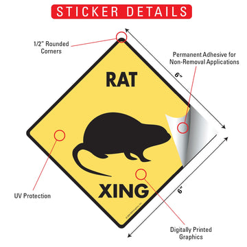 Rat Crossing Animal Aluminum Sign or Vinyl Sticker - Weatherproof Novelty - 0