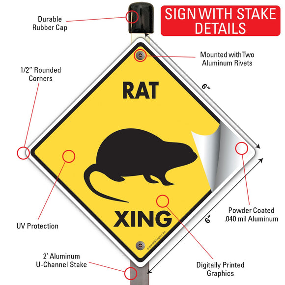 Rat Xing (Crossing) Animal Signs or Sticker