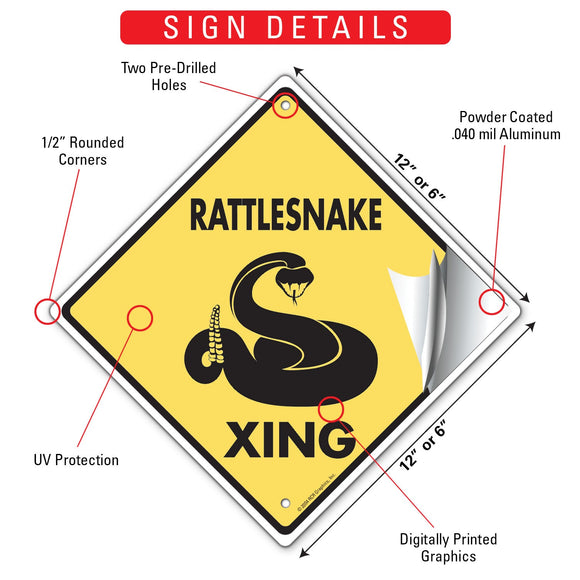 Rattlesnake Xing (Crossing) Reptile Signs or Sticker