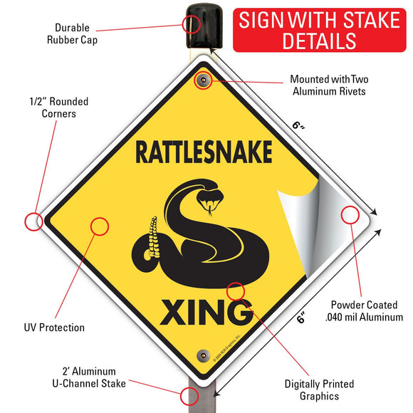 Rattlesnake Xing (Crossing) Reptile Signs or Sticker